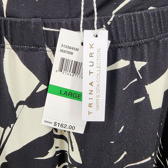 Trina Turk Women's Lennox Swim Spa Side slit Pants Large Black White NEW $162 - Picture 3 of 9